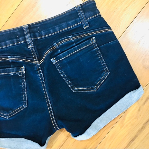 Wax Jeans denim shorts dark rinse super stretch blue small 2 - Picture 3 of 6